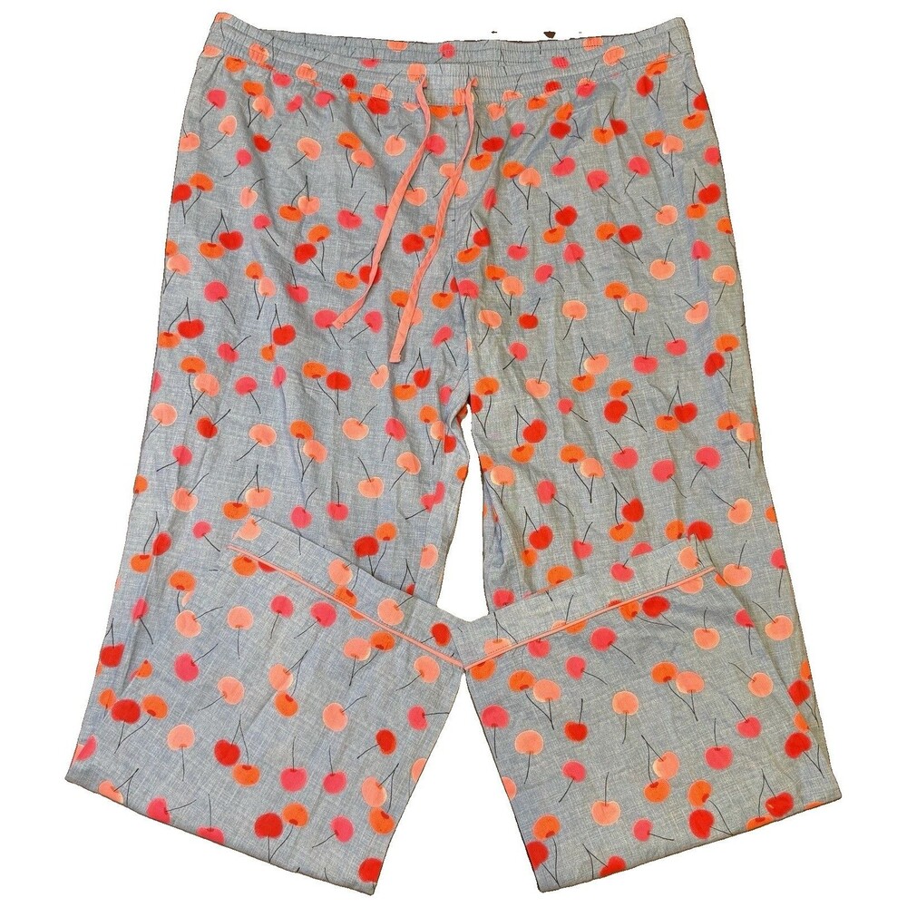 Secret Treasures Womens XL (16-18) Sleepwear Blue Pajama Pants Cherries Elastic